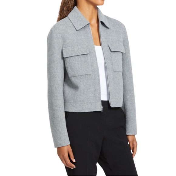 flap pocket jacket in double face wool cashmere
